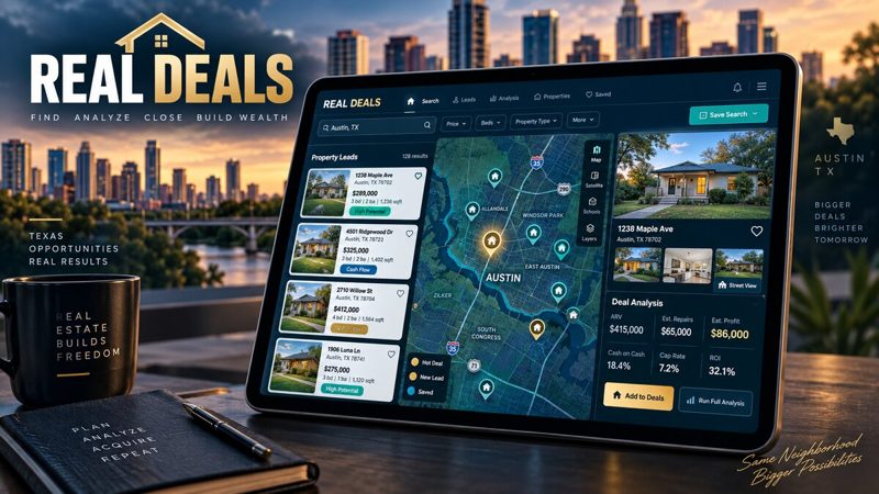 Real Deals — Explore property prospecting and investor tools.